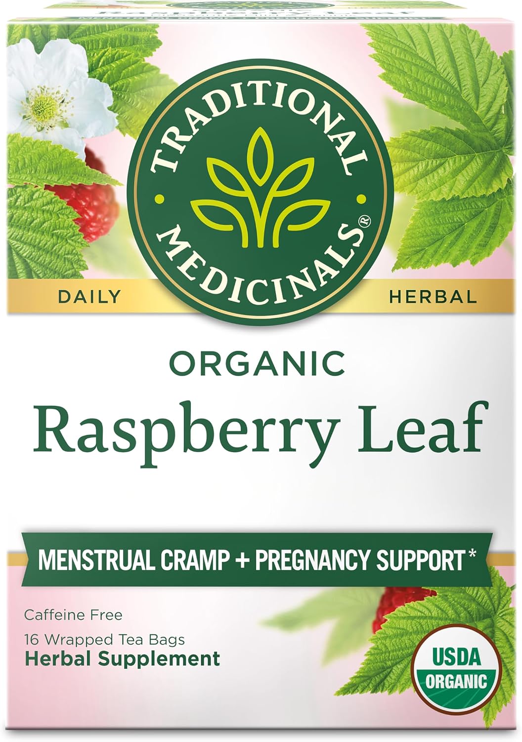 Traditional Medicinals Teh Organik Daun Raspberry, 16 Kantong Teh — gambar 1